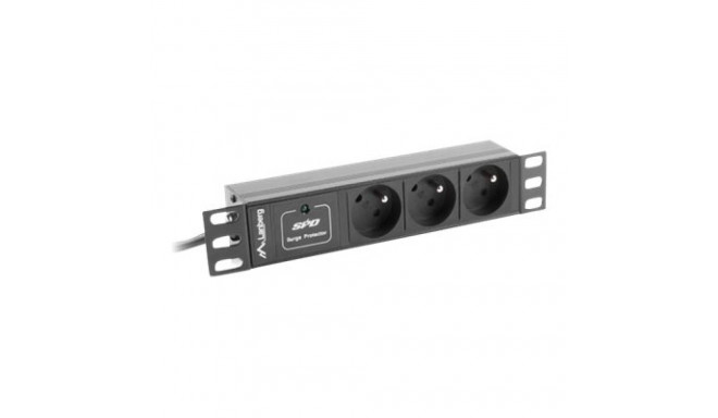 LANBERG PDU-03E-0200-BK Lanberg PDU 10 1U 16A, 3x 230v PL 2m Black