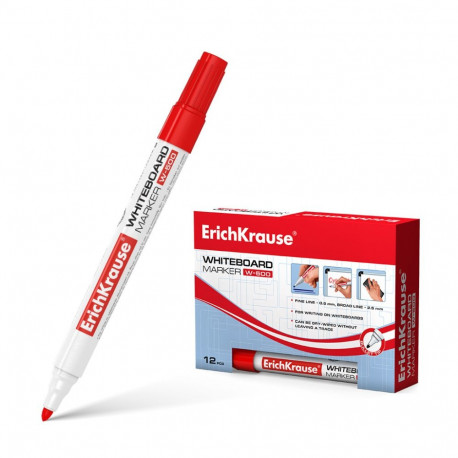 White board marker ErichKrause® W-500, color: red(box 12 pcs.)