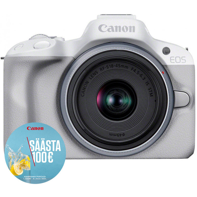 Canon EOS R50 + 18-45mm, valge