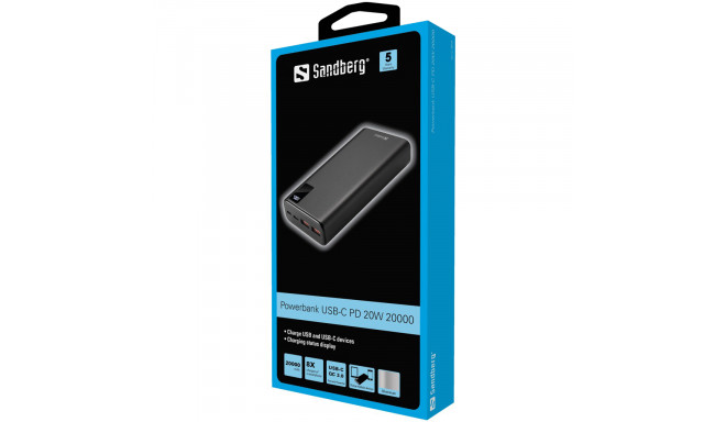 Sandberg akupank USB-C PD 20W 20000