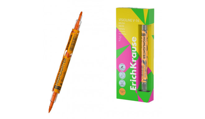 Text marker with two ends ERICH KRAUSE Visioline V-16 Brush Neon orange