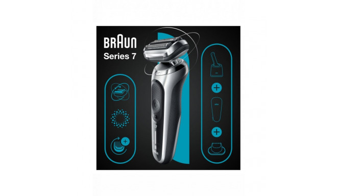 Braun Shaver 71-S7200cc Operating time (max) 50 min, Wet&Dry, Silver/Black