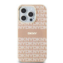 DKNY case for iPhone 15 6,1" DKHMP15SHRHSEP pink HC Magsafe pc tpu repeat texture pattern w stripe