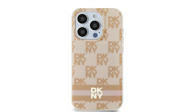 DKNY case for iPhone 15 6,1" DKHMP15SHCPTSP pink HC Magsafe pc tpu checkered pattern w printed strip