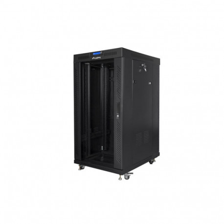RACK CABINET 19" FREE-STANDING 22U/600X800 (FLAT PACK) WITH GLASS DOOR LCD BLACK LANBERG V2