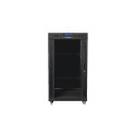 RACK CABINET 19" FREE-STANDING 22U/600X800 (FLAT PACK) WITH GLASS DOOR LCD BLACK LANBERG V2
