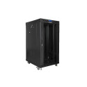 RACK CABINET 19" FREE-STANDING 22U/600X800 (FLAT PACK) WITH GLASS DOOR LCD BLACK LANBERG V2