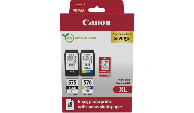 "Canon Tinte PG-575XL/CL-576XL 5437C006 2er Multipack (BK/Color) inkl. Fotopapier"