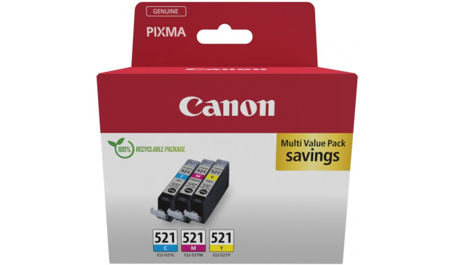 "Canon Tinte CLI-521 2934B015 3er Multipack (CMY)"