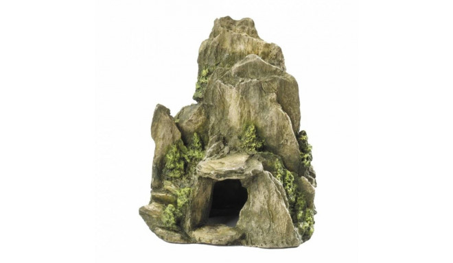 Aquarium decoration, stone with moss 19cm green