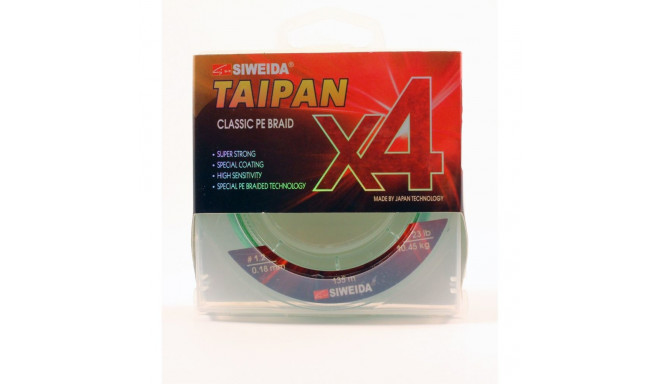 Braided fishing line SWD Taipan Classic PE X4 0.18mm 135m 10.45kg light green