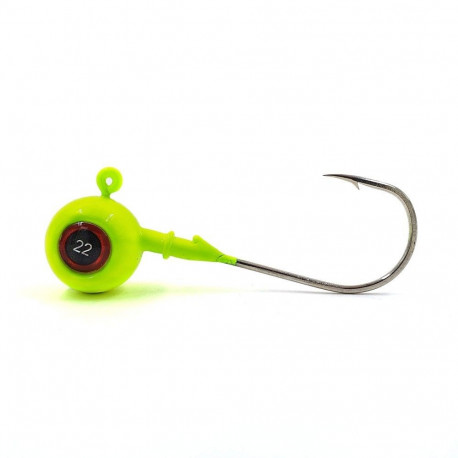 Jig head, 3D Eyes, 18 g, yellow, hooked by Gamakatsu  3/0, 2 pcs, Merganser