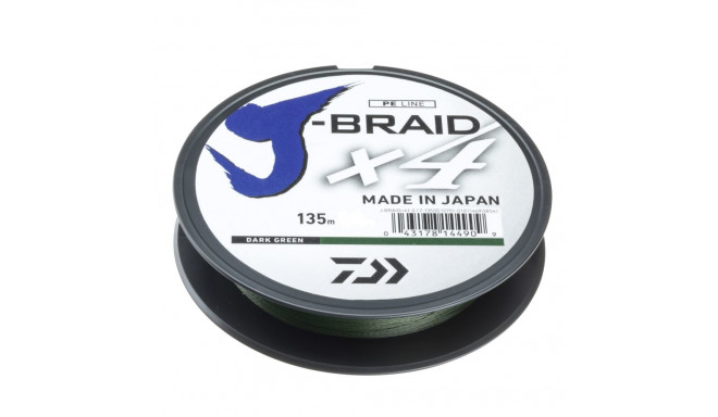 Pintas žvejybos valas Daiwa J-Braid X4E 0.10mm 135m tamsiai žalias