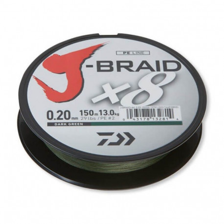 Braided line Daiwa J-Braid X8 0.20mm 150m dark green