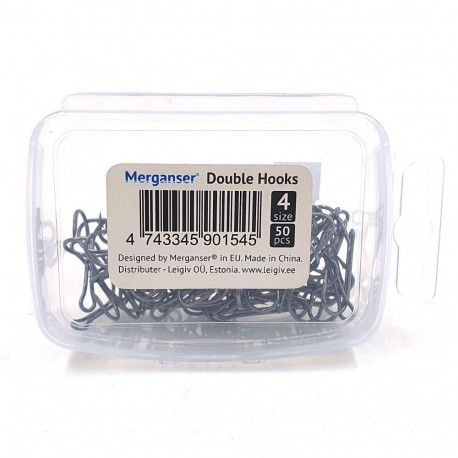 Merganser Hi-Carbon steel double hook, size  4, 50 pcs