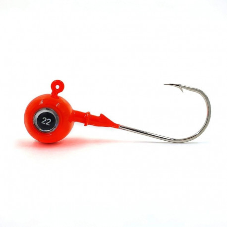 Jig head, 3D eyes, 8 g, red, hooked by Gamakatsu  3/0, 2 pcs, Merganser