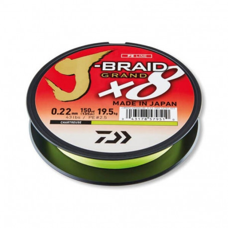 Braided line Daiwa Grand X8E 0.22mm 135m chartreuse