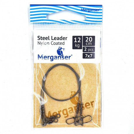 Steel leader, 7x7 nailon covered, 12 kg, 20 cm, 2 pcs, Merganser
