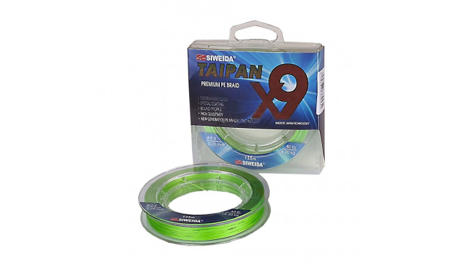 Braided fishing line SWD Taipan Premium PE X9 0.14mm 135m 8.20kg apple green