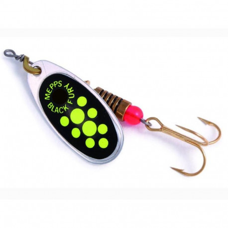 Spinner BLACK FURY-3 6,5g silver/chartreuse dots
