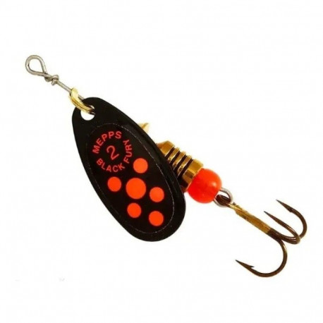 Spinner BLACK FURY-2 4,5g mustad/oranžid täpid