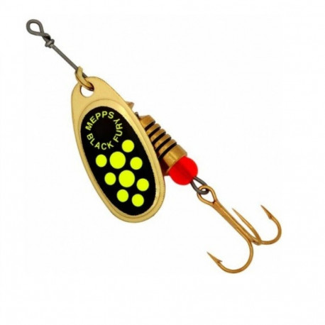 Spinner MEPPS AGLIA, BLACK FURY-2 4,5g gold/chartreuse dots