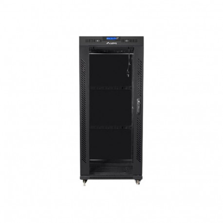 LANBERG vabaltseisev 19-tolline rack-kapp 27U 600x600 klaasuks LCD flat pack must