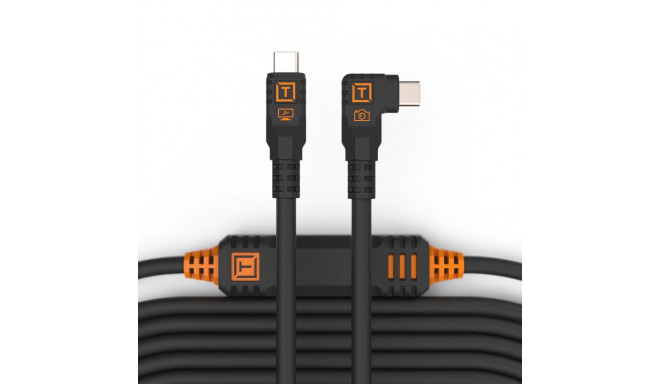TetherPro USB-C to USB-C 9.4m Right Angle | Black
