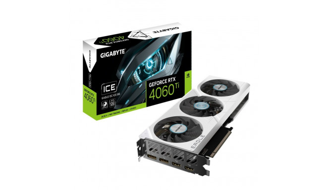 GIGABYTE GeForce RTX 4060 Ti EAGLE OC ICE 8G Graphics Card - 8GB GDDR6, 128bit, PCI-E 4.0, 2550MHz C