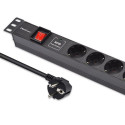 Qoltec Aluminum PDU for 19'' RACK | 1U | 16A |  6xSCHUKO | 1.8m