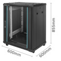 Qoltec 54518 19" RACK cabinet | 15U | 600 x 855 x 600 | Tempered glass door