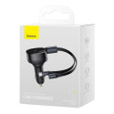 Baseus car charger Enjoyment Retractable 2w1 30W black with cable 1x USB-C 1x Lightning