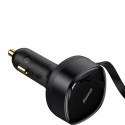 Baseus car charger Enjoyment Retractable 2w1 30W black with cable 2x USB-C