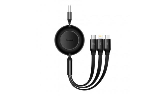Baseus cable Bright Mirror 2 3w1 USB - micro USB + Lightning + USB-C 1,1m 66W black retractable