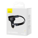 Baseus car charger Enjoyment Retractable 2w1 30W black with cable 2x USB-C