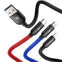 Baseus Three Primary Colors 3in1 USB-A - micro USB / Lightning / USB-C 3.5A cable 0.3 m - black