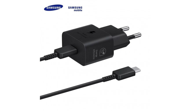 Samsung EP-T2510XWE 25W GaN USB-C pistik  kiirlaadija + 5A USB-C 1,8 m kaabel Must (Blister)