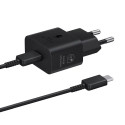 Samsung EP-T2510XWE 25W GaN USB-C pistik  kiirlaadija + 5A USB-C 1,8 m kaabel Must (Blister)