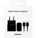 Samsung EP-T2510XWE 25W GaN USB-C pistik  kiirlaadija + 5A USB-C 1,8 m kaabel Must (Blister)