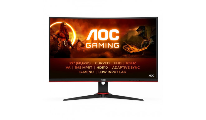 "68,6cm/27"" (1920x1080) AOC Gaming C27G2E/BK 16:9 FHD Curved 1ms 165Hz HDMI VGA DP Speaker Black/Re