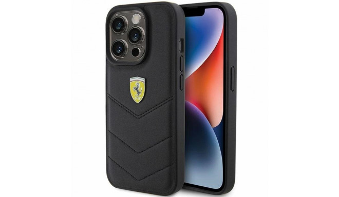 Ferrari Quilted Metal Logo case for iPhone 15 Pro - black