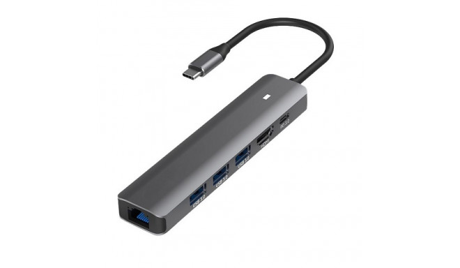 Adapter USB Type-C - HDMI, LAN, 3x USB 3.0 Type-A, USB Type-C PD100W