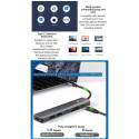 Adapter USB Type-C - HDMI, 3x USB Type-A, SD, TF, USB Type-C PD100W