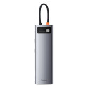 Hub 11in1 Baseus Metal Gleam Series, USB-C to 3x USB 3.0 + 2x HDMI + USB-C PD + Ethernet RJ45 + micr