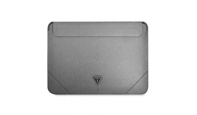 Guess Saffiano Triangle Logo case for a 14" laptop - silver