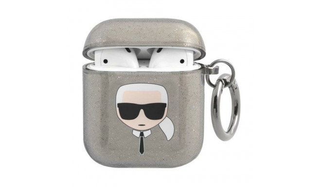 Karl Lagerfeld KLA2UKHGK AirPods cover czarny/black Glitter Karl`s Head