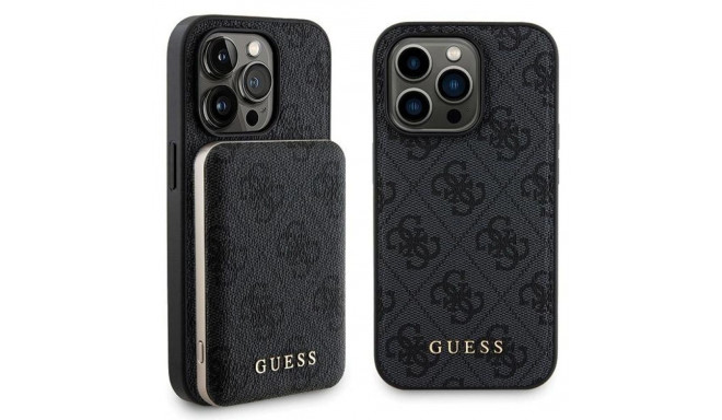 Guess 4G Metal Logo Case Set for iPhone 13 Pro Max + 5000mAh MagSafe Powerbank - Black