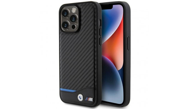 BMW Leather Carbon case for iPhone 15 Pro Max - black