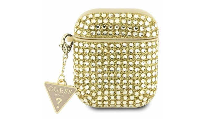 Guess GUA2HDGTPD AirPods 1/2 cover gold/gold Rhinestone Triangle Charm