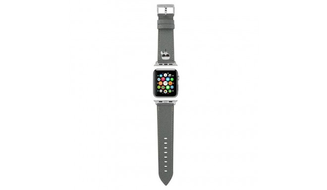 Karl Lagerfeld KLAWLOKHG Apple Watch Strap 42/44 / 45mm silver / silver strap Saffiano Karl Heads